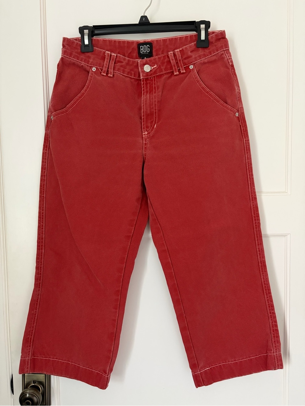 BDG Red Orange High-Rise Wide Leg Cropped Pants